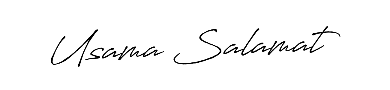 The best way (Antro_Vectra_Bolder) to make a short signature is to pick only two or three words in your name. The name Usama Salamat include a total of six letters. For converting this name. Usama Salamat signature style 7 images and pictures png