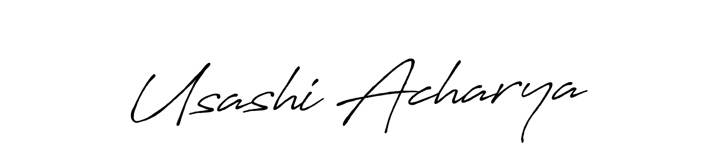 Make a beautiful signature design for name Usashi Acharya. With this signature (Antro_Vectra_Bolder) style, you can create a handwritten signature for free. Usashi Acharya signature style 7 images and pictures png