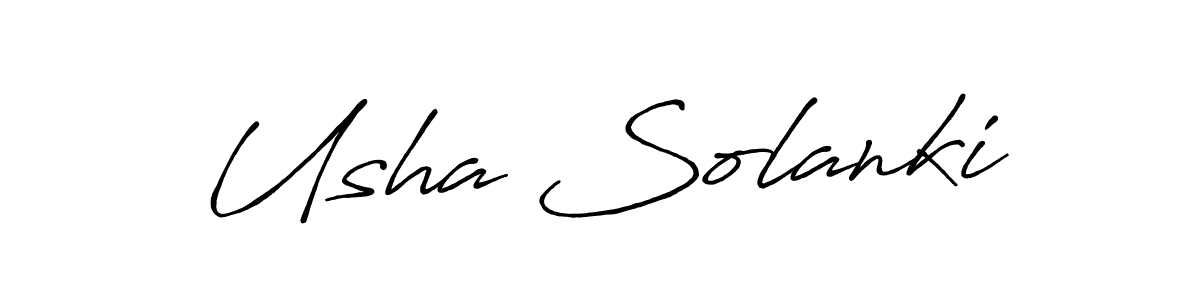 Make a beautiful signature design for name Usha Solanki. With this signature (Antro_Vectra_Bolder) style, you can create a handwritten signature for free. Usha Solanki signature style 7 images and pictures png