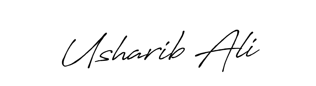 You should practise on your own different ways (Antro_Vectra_Bolder) to write your name (Usharib Ali) in signature. don't let someone else do it for you. Usharib Ali signature style 7 images and pictures png