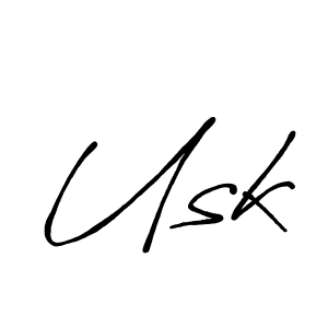 Usk stylish signature style. Best Handwritten Sign (Antro_Vectra_Bolder) for my name. Handwritten Signature Collection Ideas for my name Usk. Usk signature style 7 images and pictures png