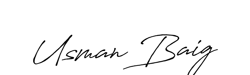 Make a beautiful signature design for name Usman Baig. With this signature (Antro_Vectra_Bolder) style, you can create a handwritten signature for free. Usman Baig signature style 7 images and pictures png