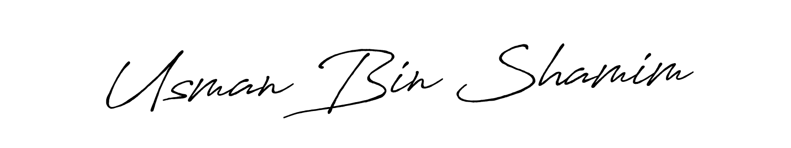Create a beautiful signature design for name Usman Bin Shamim. With this signature (Antro_Vectra_Bolder) fonts, you can make a handwritten signature for free. Usman Bin Shamim signature style 7 images and pictures png