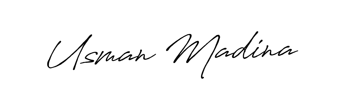 Make a beautiful signature design for name Usman Madina. With this signature (Antro_Vectra_Bolder) style, you can create a handwritten signature for free. Usman Madina signature style 7 images and pictures png