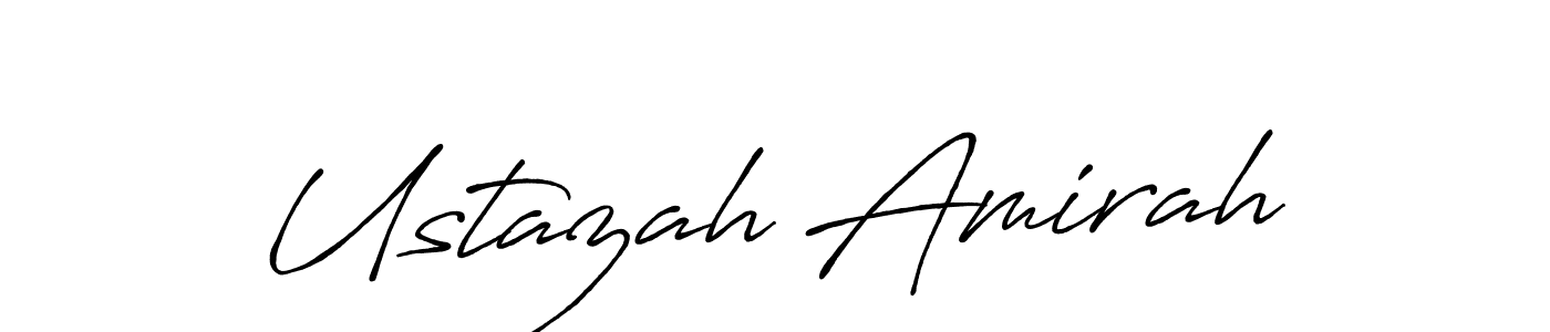 The best way (Antro_Vectra_Bolder) to make a short signature is to pick only two or three words in your name. The name Ustazah Amirah include a total of six letters. For converting this name. Ustazah Amirah signature style 7 images and pictures png