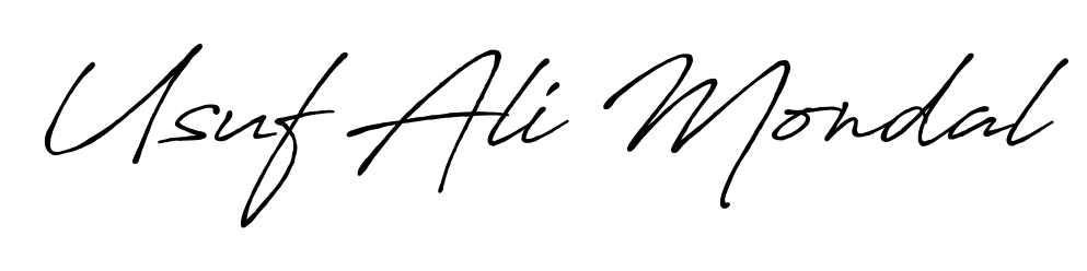 Similarly Antro_Vectra_Bolder is the best handwritten signature design. Signature creator online. You can use it as an online autograph creator for name Usuf Ali Mondal. Usuf Ali Mondal signature style 7 images and pictures png