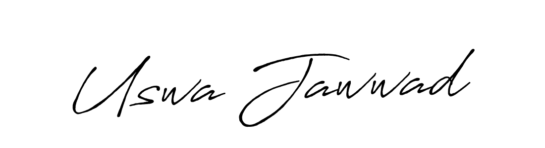 How to make Uswa Jawwad name signature. Use Antro_Vectra_Bolder style for creating short signs online. This is the latest handwritten sign. Uswa Jawwad signature style 7 images and pictures png
