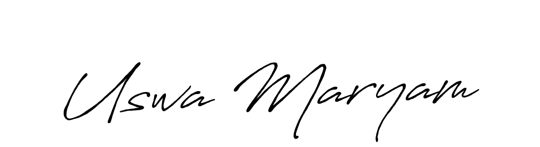 How to make Uswa Maryam name signature. Use Antro_Vectra_Bolder style for creating short signs online. This is the latest handwritten sign. Uswa Maryam signature style 7 images and pictures png