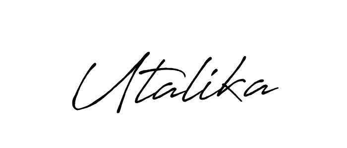 How to make Utalika name signature. Use Antro_Vectra_Bolder style for creating short signs online. This is the latest handwritten sign. Utalika signature style 7 images and pictures png