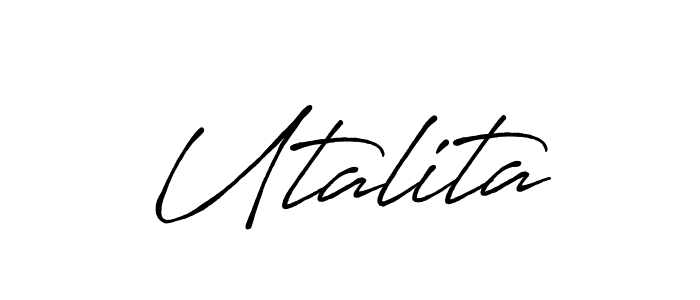 Use a signature maker to create a handwritten signature online. With this signature software, you can design (Antro_Vectra_Bolder) your own signature for name Utalita. Utalita signature style 7 images and pictures png