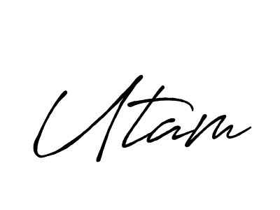 Use a signature maker to create a handwritten signature online. With this signature software, you can design (Antro_Vectra_Bolder) your own signature for name Utam. Utam signature style 7 images and pictures png