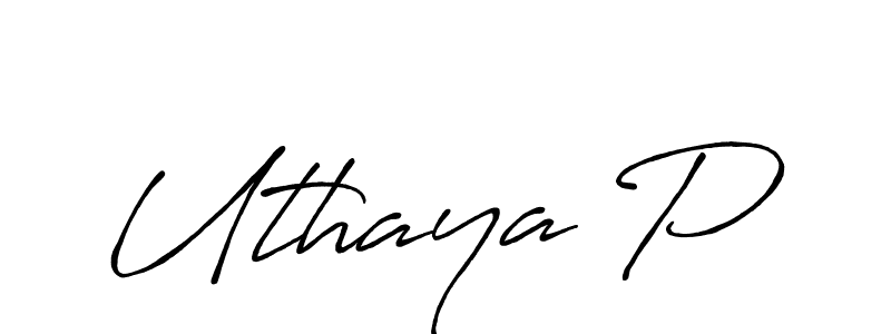 Use a signature maker to create a handwritten signature online. With this signature software, you can design (Antro_Vectra_Bolder) your own signature for name Uthaya P. Uthaya P signature style 7 images and pictures png