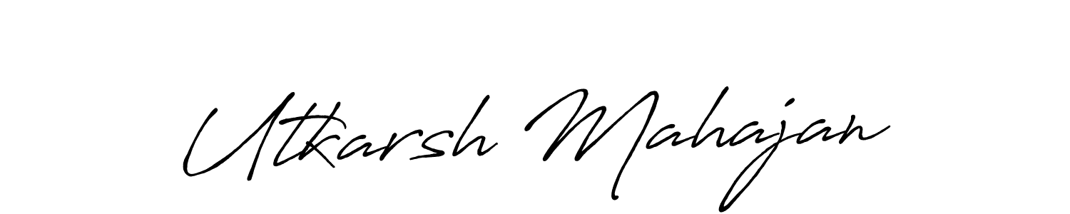How to make Utkarsh Mahajan name signature. Use Antro_Vectra_Bolder style for creating short signs online. This is the latest handwritten sign. Utkarsh Mahajan signature style 7 images and pictures png