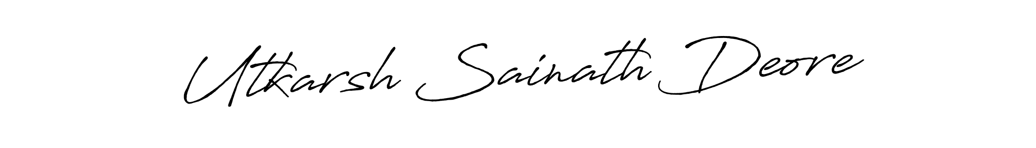 if you are searching for the best signature style for your name Utkarsh Sainath Deore. so please give up your signature search. here we have designed multiple signature styles  using Antro_Vectra_Bolder. Utkarsh Sainath Deore signature style 7 images and pictures png