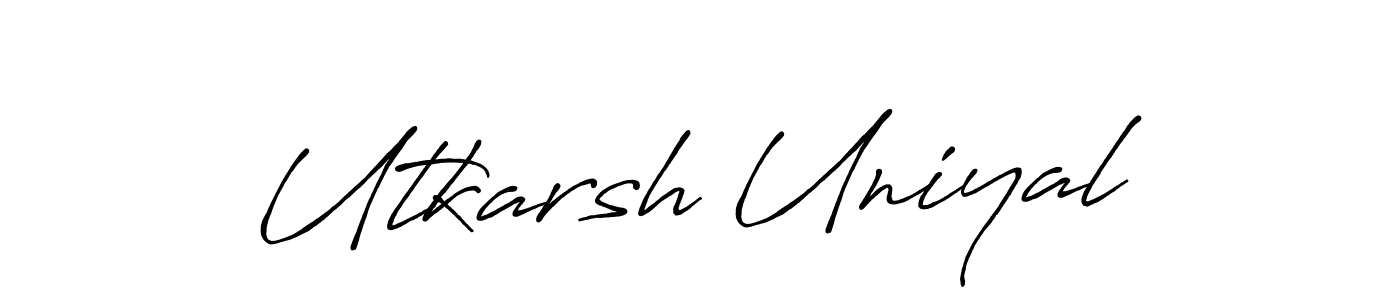 This is the best signature style for the Utkarsh Uniyal name. Also you like these signature font (Antro_Vectra_Bolder). Mix name signature. Utkarsh Uniyal signature style 7 images and pictures png