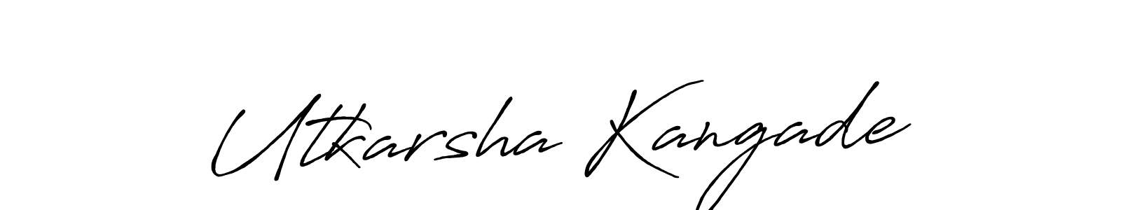 You should practise on your own different ways (Antro_Vectra_Bolder) to write your name (Utkarsha Kangade) in signature. don't let someone else do it for you. Utkarsha Kangade signature style 7 images and pictures png
