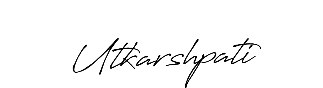 How to make Utkarshpati name signature. Use Antro_Vectra_Bolder style for creating short signs online. This is the latest handwritten sign. Utkarshpati signature style 7 images and pictures png