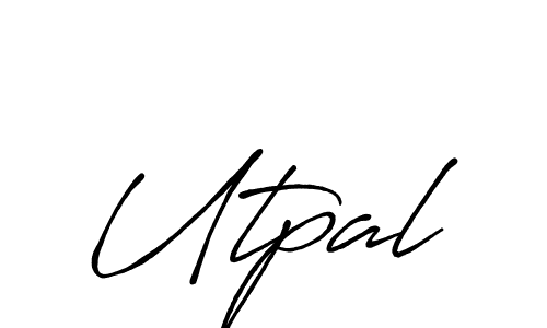 Use a signature maker to create a handwritten signature online. With this signature software, you can design (Antro_Vectra_Bolder) your own signature for name Utpal. Utpal signature style 7 images and pictures png