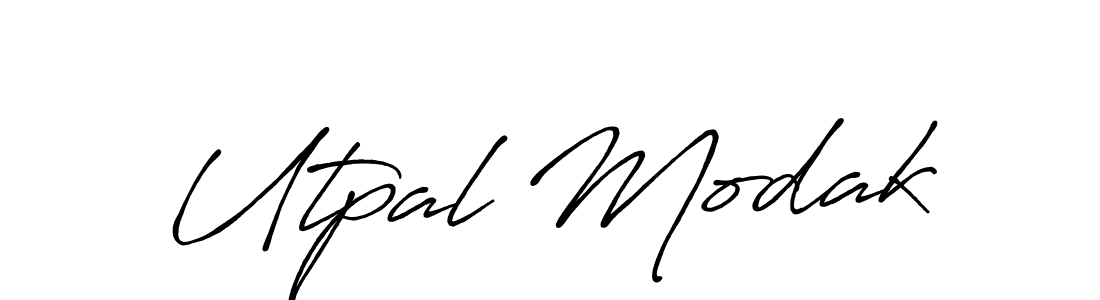 Utpal Modak stylish signature style. Best Handwritten Sign (Antro_Vectra_Bolder) for my name. Handwritten Signature Collection Ideas for my name Utpal Modak. Utpal Modak signature style 7 images and pictures png