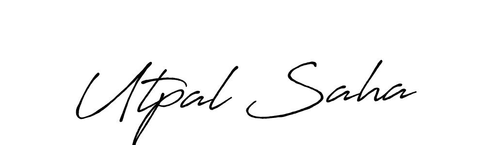 Use a signature maker to create a handwritten signature online. With this signature software, you can design (Antro_Vectra_Bolder) your own signature for name Utpal Saha. Utpal Saha signature style 7 images and pictures png