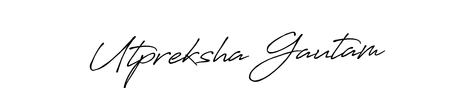 Make a beautiful signature design for name Utpreksha Gautam. With this signature (Antro_Vectra_Bolder) style, you can create a handwritten signature for free. Utpreksha Gautam signature style 7 images and pictures png