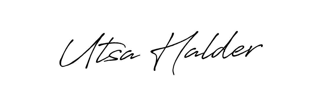 How to make Utsa Halder name signature. Use Antro_Vectra_Bolder style for creating short signs online. This is the latest handwritten sign. Utsa Halder signature style 7 images and pictures png