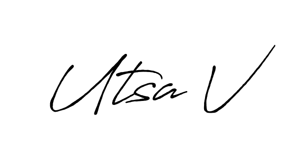 How to Draw Utsa V signature style? Antro_Vectra_Bolder is a latest design signature styles for name Utsa V. Utsa V signature style 7 images and pictures png