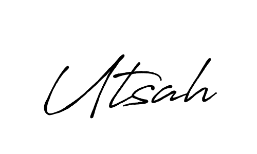 Use a signature maker to create a handwritten signature online. With this signature software, you can design (Antro_Vectra_Bolder) your own signature for name Utsah. Utsah signature style 7 images and pictures png