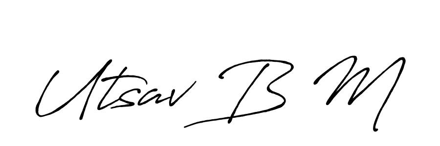 Use a signature maker to create a handwritten signature online. With this signature software, you can design (Antro_Vectra_Bolder) your own signature for name Utsav B M. Utsav B M signature style 7 images and pictures png