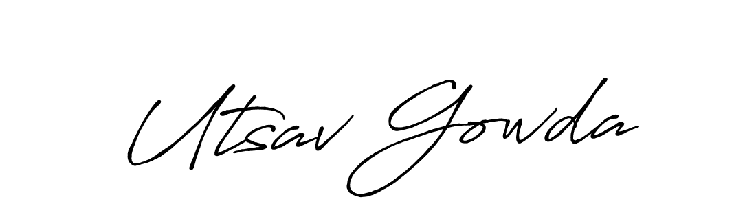 How to make Utsav Gowda signature? Antro_Vectra_Bolder is a professional autograph style. Create handwritten signature for Utsav Gowda name. Utsav Gowda signature style 7 images and pictures png