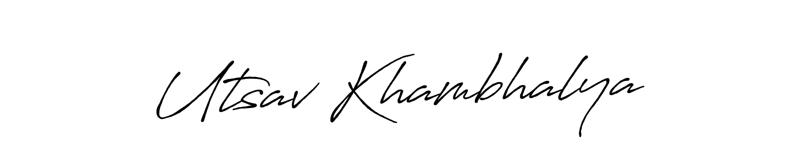 Make a beautiful signature design for name Utsav Khambhalya. With this signature (Antro_Vectra_Bolder) style, you can create a handwritten signature for free. Utsav Khambhalya signature style 7 images and pictures png