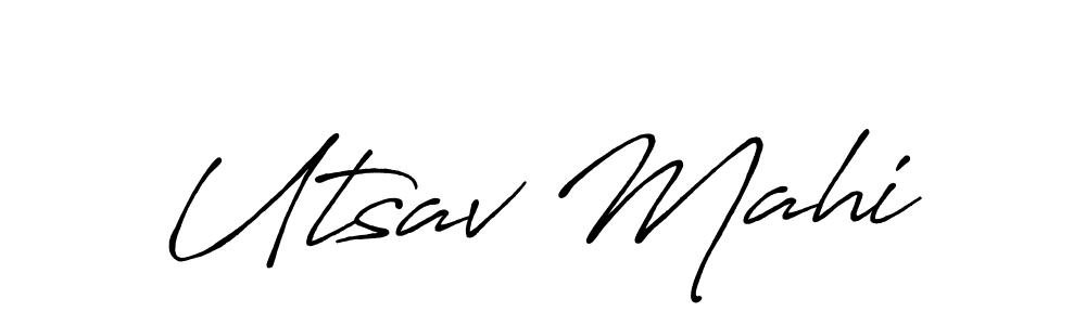 How to make Utsav Mahi signature? Antro_Vectra_Bolder is a professional autograph style. Create handwritten signature for Utsav Mahi name. Utsav Mahi signature style 7 images and pictures png