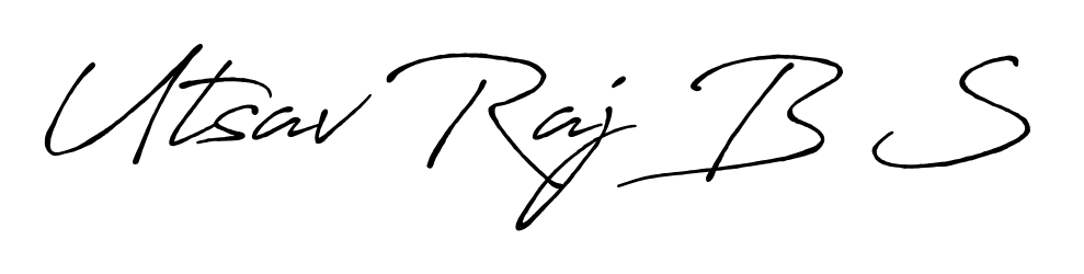 The Antro_Vectra_Bolder font transforms the name Utsav Raj B S into an executive sign with sharp precision and distinguished character. Utsav Raj B S signature style 7 images and pictures png