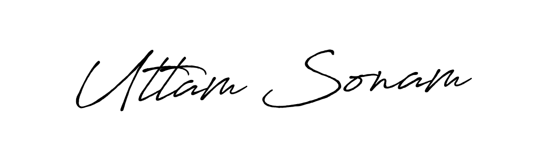 Make a beautiful signature design for name Uttam Sonam. With this signature (Antro_Vectra_Bolder) style, you can create a handwritten signature for free. Uttam Sonam signature style 7 images and pictures png