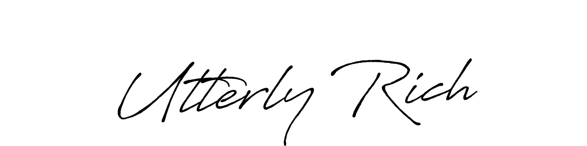 Similarly Antro_Vectra_Bolder is the best handwritten signature design. Signature creator online .You can use it as an online autograph creator for name Utterly Rich. Utterly Rich signature style 7 images and pictures png
