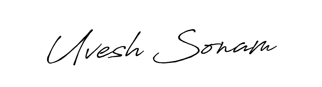 How to make Uvesh Sonam signature? Antro_Vectra_Bolder is a professional autograph style. Create handwritten signature for Uvesh Sonam name. Uvesh Sonam signature style 7 images and pictures png