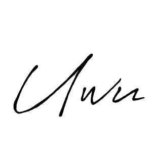 Uwu stylish signature style. Best Handwritten Sign (Antro_Vectra_Bolder) for my name. Handwritten Signature Collection Ideas for my name Uwu. Uwu signature style 7 images and pictures png