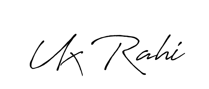 Use a signature maker to create a handwritten signature online. With this signature software, you can design (Antro_Vectra_Bolder) your own signature for name Ux Rahi. Ux Rahi signature style 7 images and pictures png