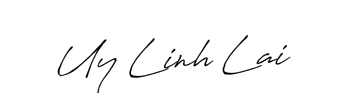 How to make Uy Linh Lai name signature. Use Antro_Vectra_Bolder style for creating short signs online. This is the latest handwritten sign. Uy Linh Lai signature style 7 images and pictures png