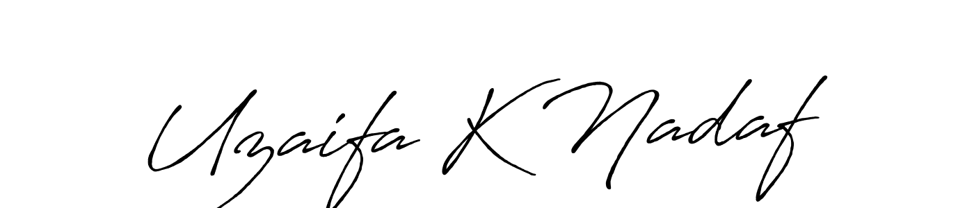 Create a beautiful signature design for name Uzaifa K Nadaf. With this signature (Antro_Vectra_Bolder) fonts, you can make a handwritten signature for free. Uzaifa K Nadaf signature style 7 images and pictures png