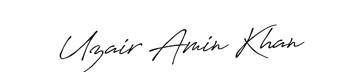 Make a beautiful signature design for name Uzair Amin Khan. With this signature (Antro_Vectra_Bolder) style, you can create a handwritten signature for free. Uzair Amin Khan signature style 7 images and pictures png