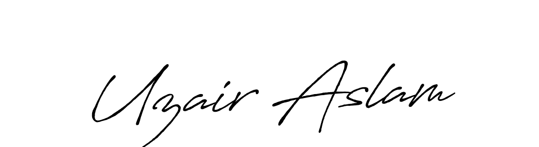 The best way (Antro_Vectra_Bolder) to make a short signature is to pick only two or three words in your name. The name Uzair Aslam include a total of six letters. For converting this name. Uzair Aslam signature style 7 images and pictures png