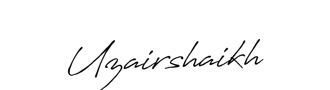 How to make Uzairshaikh name signature. Use Antro_Vectra_Bolder style for creating short signs online. This is the latest handwritten sign. Uzairshaikh signature style 7 images and pictures png