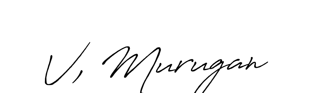 How to make V, Murugan name signature. Use Antro_Vectra_Bolder style for creating short signs online. This is the latest handwritten sign. V, Murugan signature style 7 images and pictures png