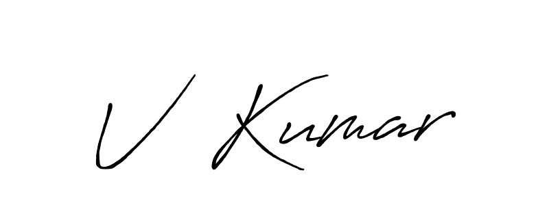 Make a beautiful signature design for name V  Kumar. With this signature (Antro_Vectra_Bolder) style, you can create a handwritten signature for free. V  Kumar signature style 7 images and pictures png