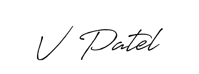 Design your own signature with our free online signature maker. With this signature software, you can create a handwritten (Antro_Vectra_Bolder) signature for name V  Patel. V  Patel signature style 7 images and pictures png