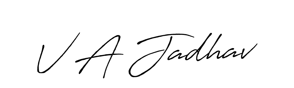 Use a signature maker to create a handwritten signature online. With this signature software, you can design (Antro_Vectra_Bolder) your own signature for name V A Jadhav. V A Jadhav signature style 7 images and pictures png