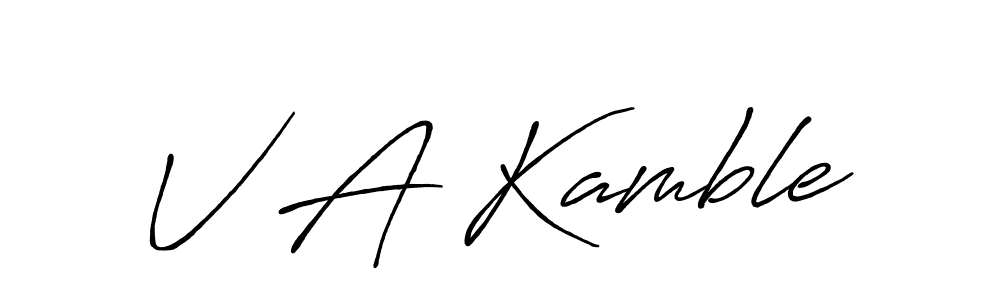 Make a beautiful signature design for name V A Kamble. With this signature (Antro_Vectra_Bolder) style, you can create a handwritten signature for free. V A Kamble signature style 7 images and pictures png