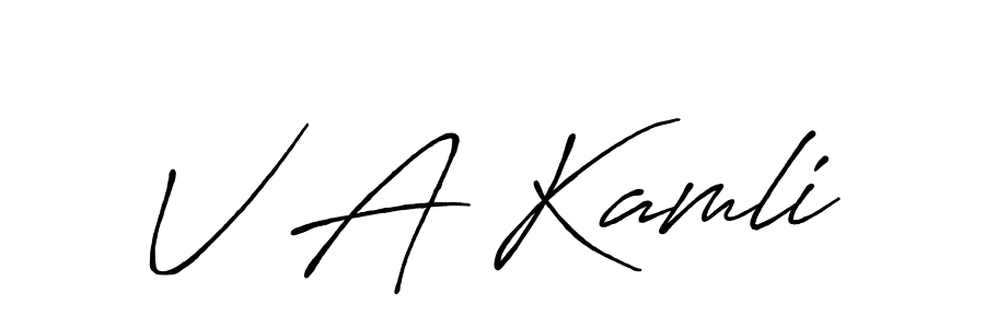 Also we have V A Kamli name is the best signature style. Create professional handwritten signature collection using Antro_Vectra_Bolder autograph style. V A Kamli signature style 7 images and pictures png