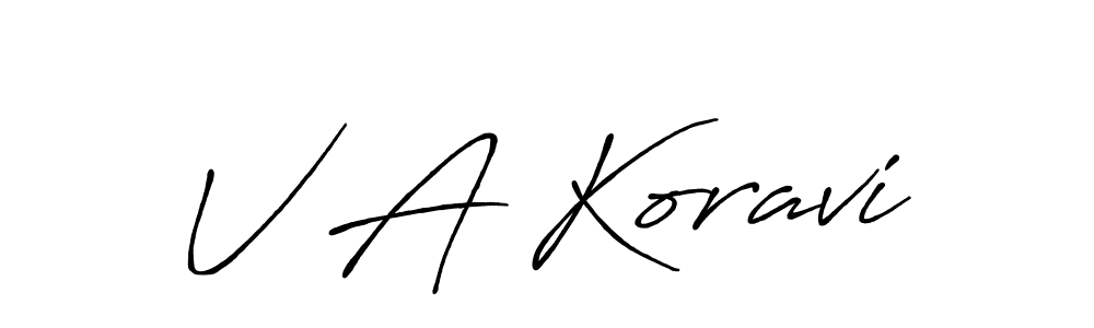Make a beautiful signature design for name V A Koravi. With this signature (Antro_Vectra_Bolder) style, you can create a handwritten signature for free. V A Koravi signature style 7 images and pictures png